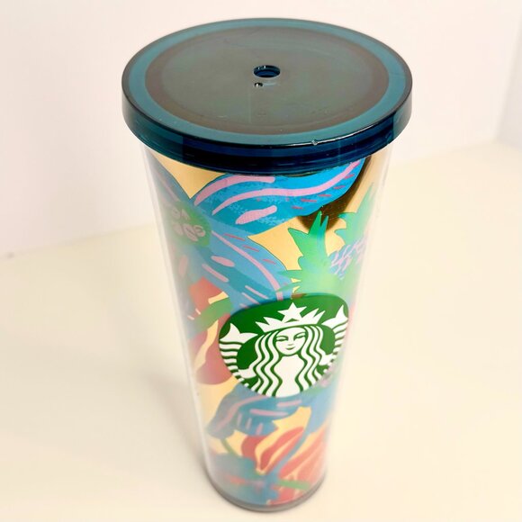 Starbucks 2022 Summer Forest Dream Aqua Terra Floral 24 oz Venti Tumbler‎ - Picture 2 of 2